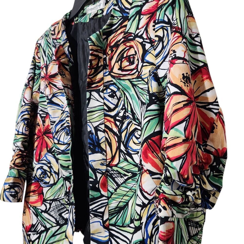Coldwater Creek Womens Open blazer Size 8 Floral Lined 3/4 Sleeve - Picture 6 of 12